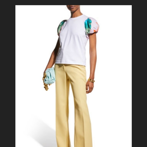 Tanya Taylor 3X White Tee Elevated T Shirt Watercolor Puff Sleeve Organic Cotton - Picture 12 of 12